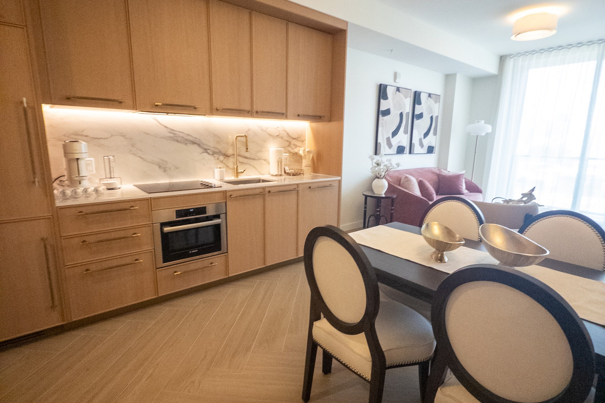 Cook and gather in the open kitchen, then pull up a chair at the dining table set for four - made for easy nights in.