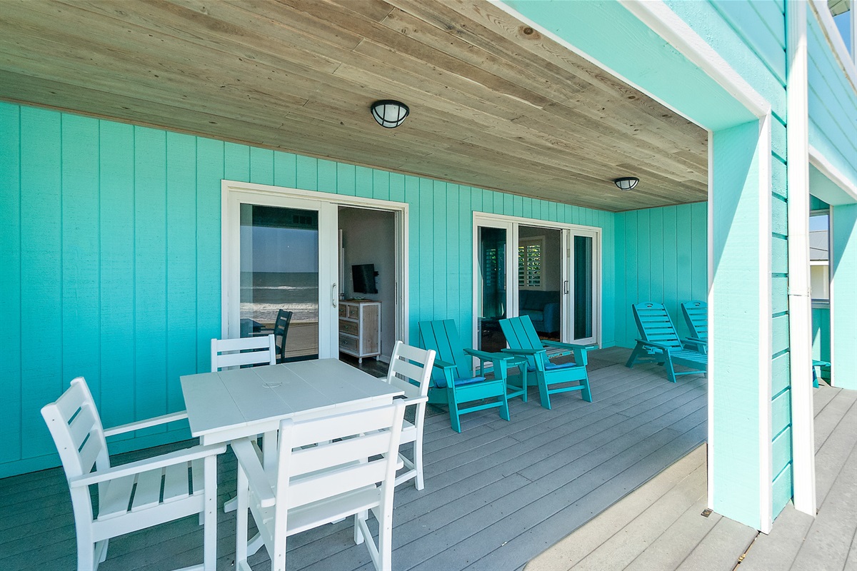 Outdoor dining area perfect for morning coffee