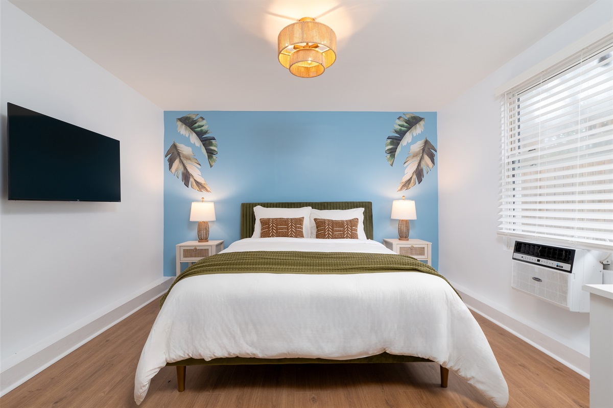 Bright and breezy guest room with calming coastal hues