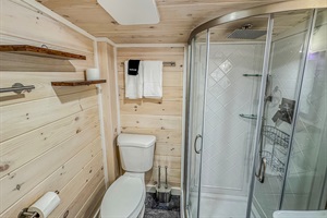 is small but equipped! Brand new stand up shower, toilet and vanity