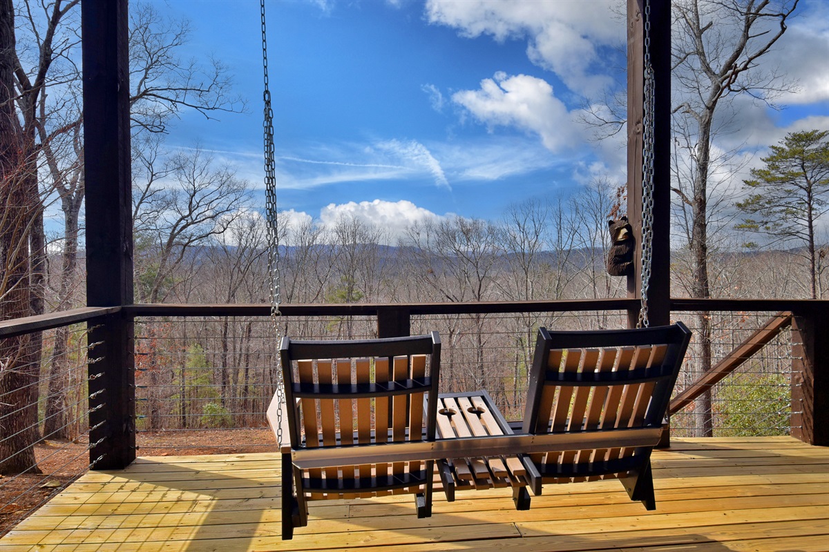 Porch swing lower level deck