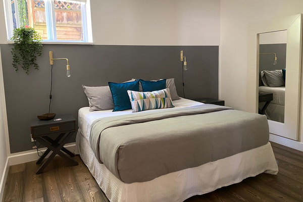 The master bedroom bed