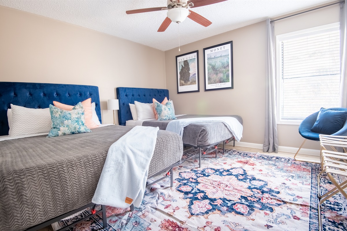 The second double bedroom has also been thoughtfully designed, with each color carefully planned to bring optimal comfort and coziness. You will also find another smart TV in this room, complete with all the streaming apps.