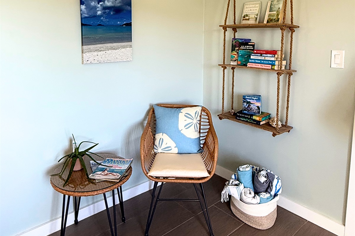 Cozy seating nook to relax before heading out for the day