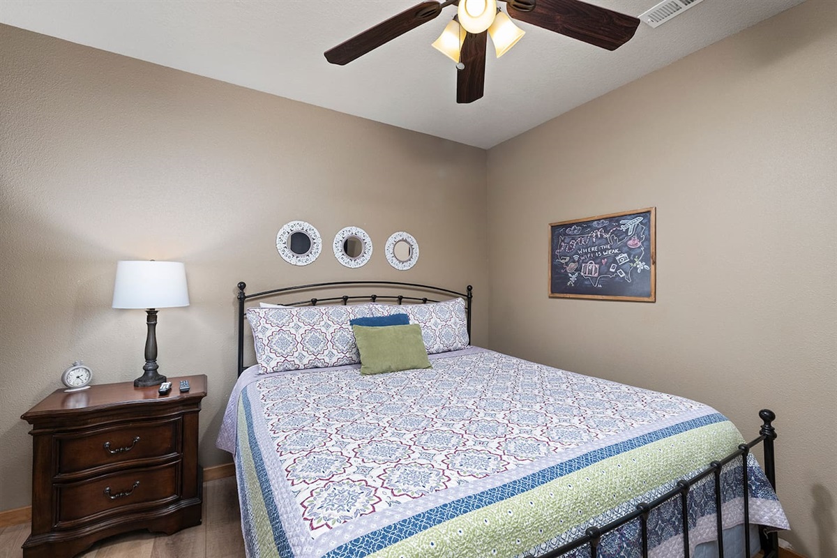 Lower level king bedroom with bathroom right outside the door