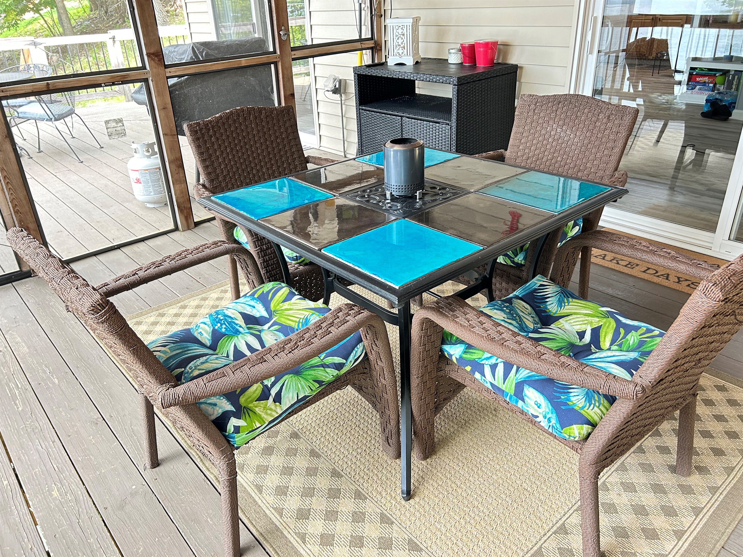 Dining on covered deck
