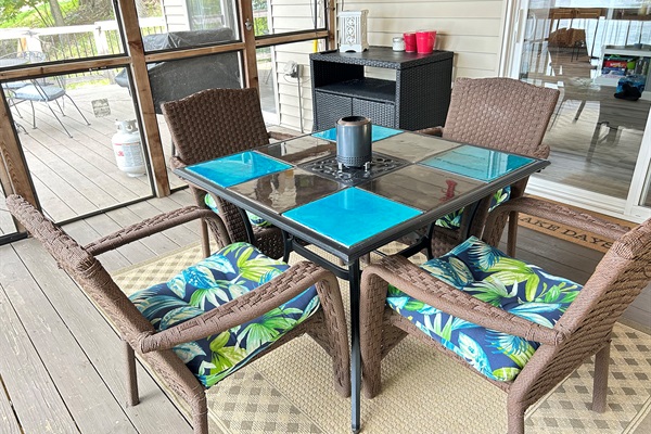 Dining on covered deck