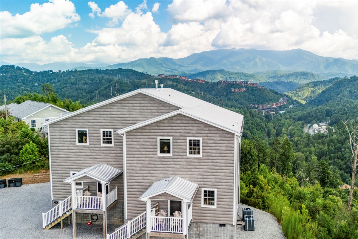 You have arrived at the cabin. The right entrance is the doorway to your best trip ever to Gatlinburg. The view is centered on Mount LeConte and will leave you in awe.