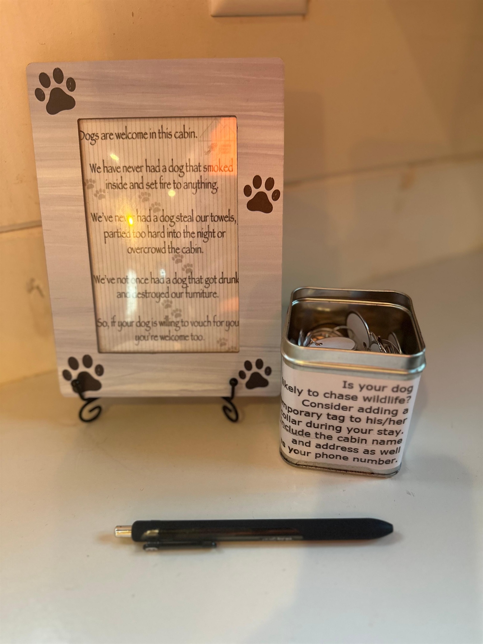 Dog tags for your furry friend. We love our owner's dogs and we know they'll love Vanilla Bean too!