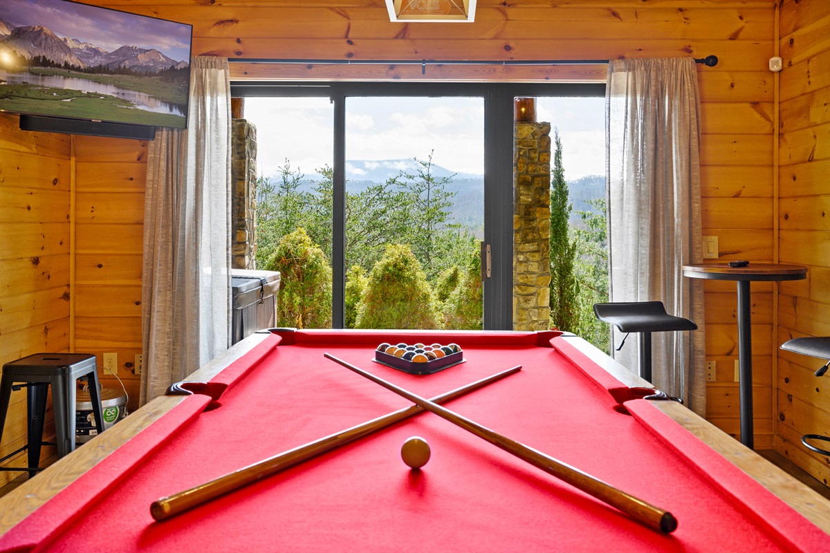 Experience the scenic views while playing pool