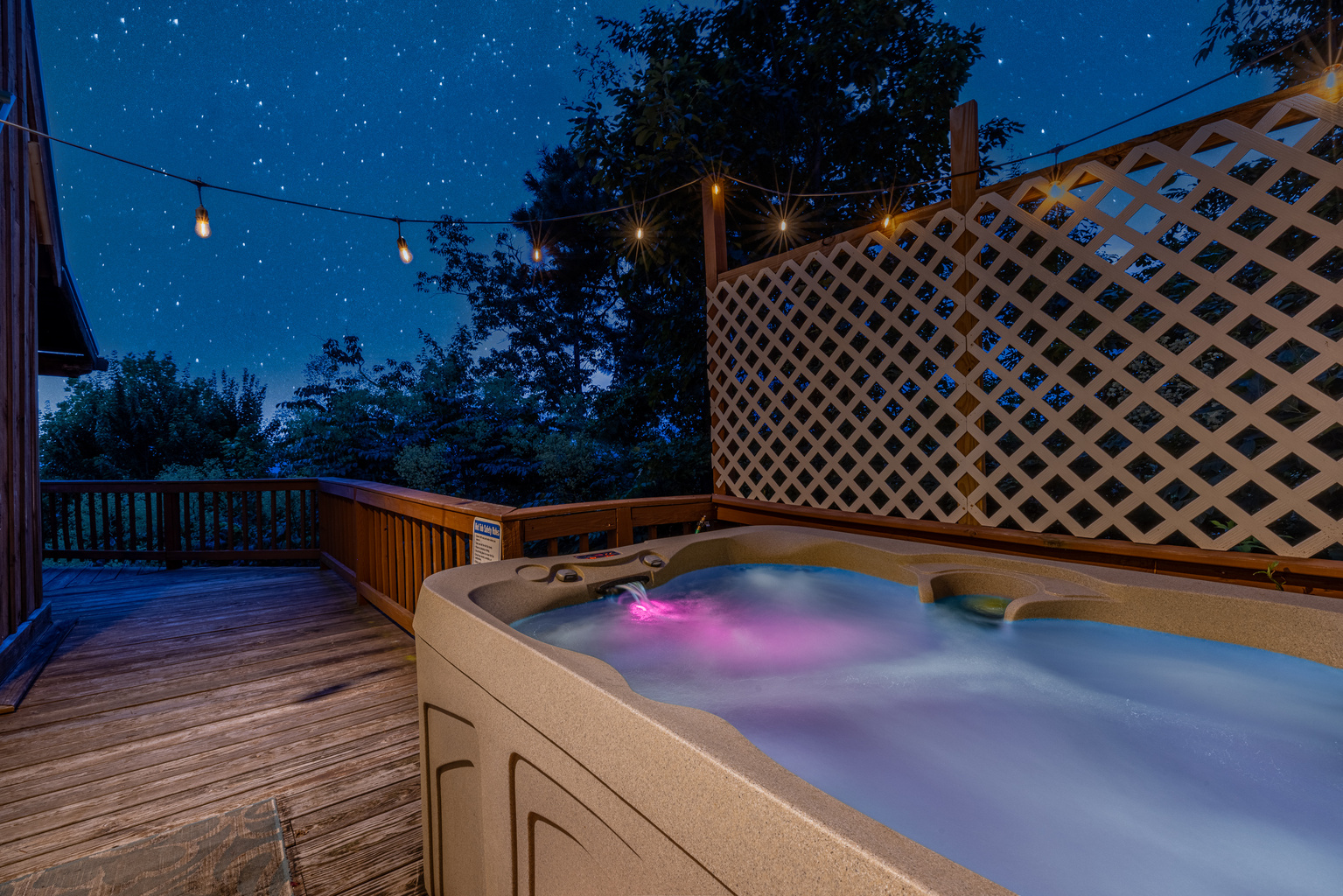 Soak in the hot tub under a sky full of stars