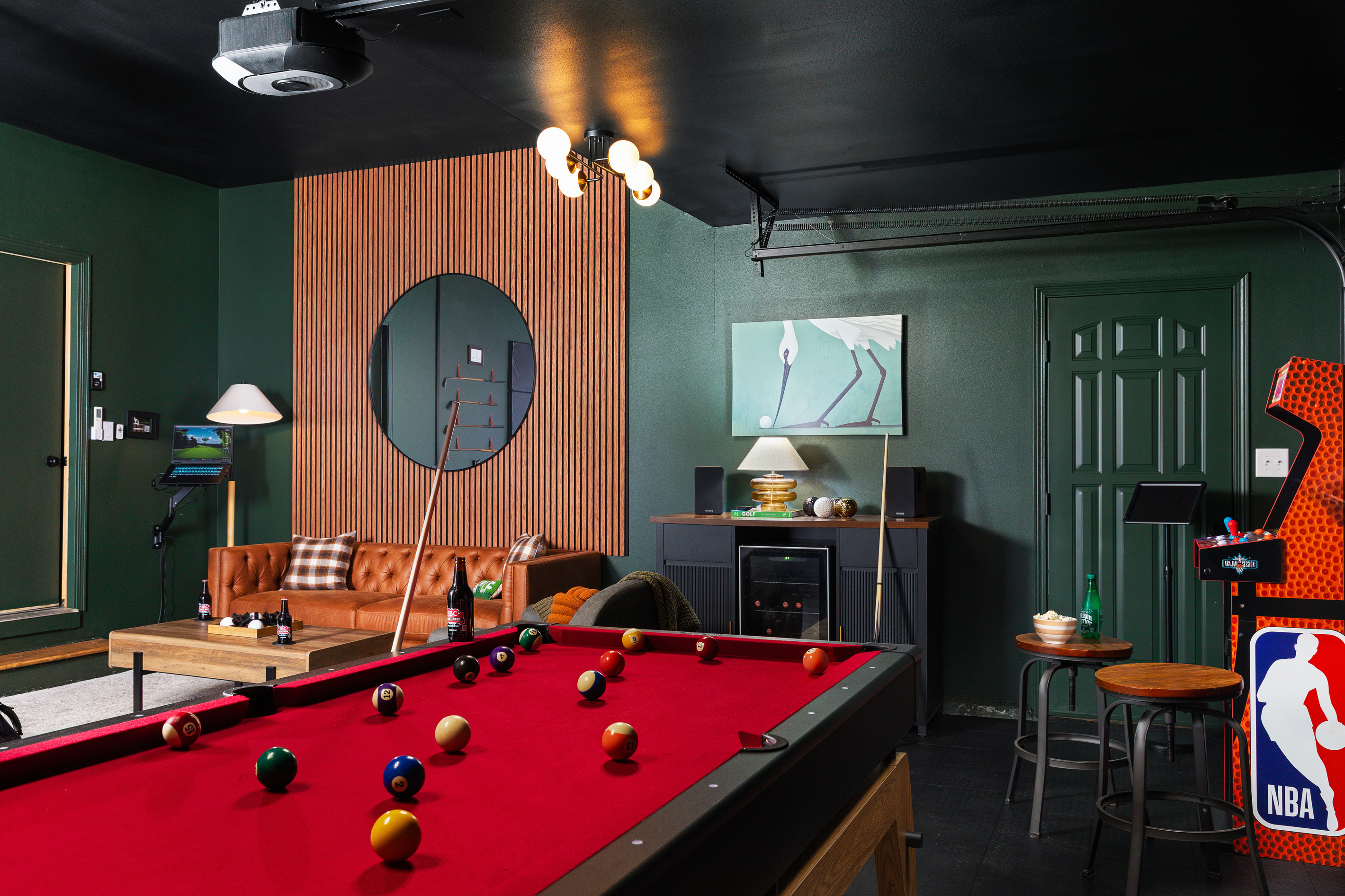 Shoot some pool and hang out!  There's a little beverage fridge hiding and... bluetooth speakers.  Create the vibe!