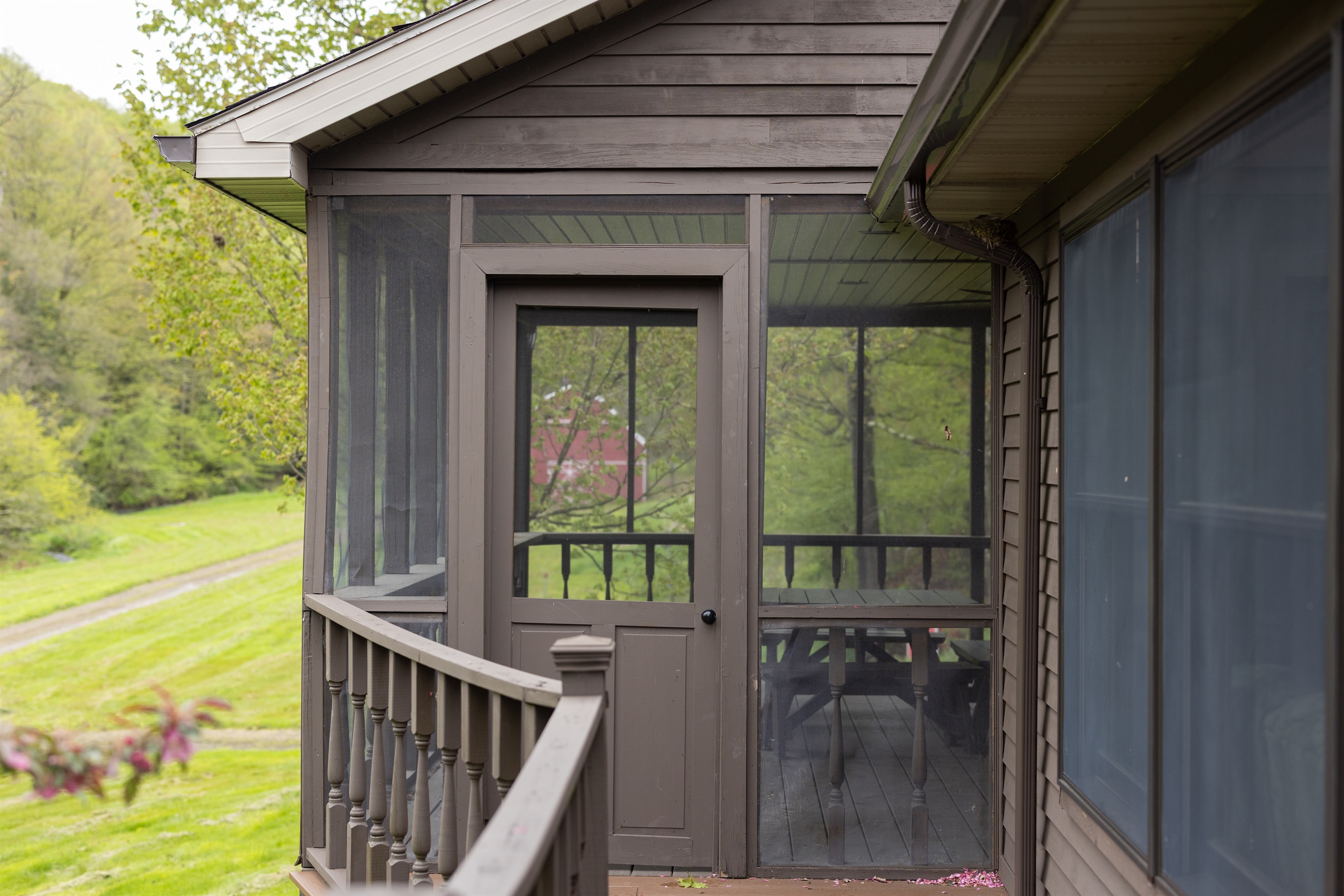 Screened porch. Outside and free of those pesky bugs that like to show up!