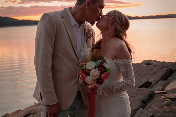 Bride and Groom at the point of the Peninsula