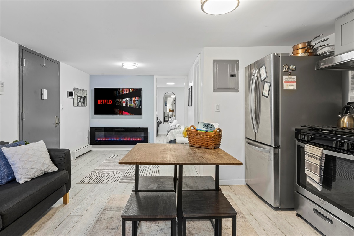 Gather around the table, enjoy home cooked meals, then drift into the living space for relaxed evenings by the fireplace.