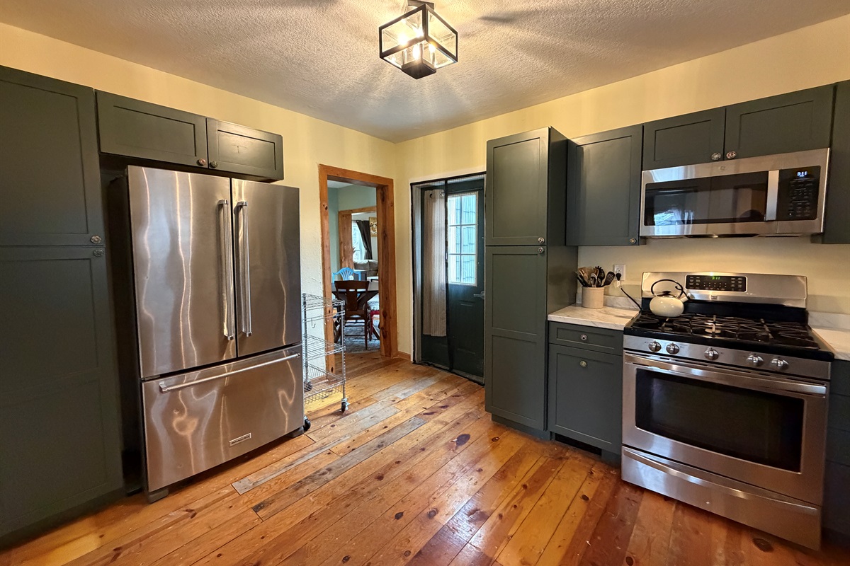 There's a large French door refrigerator.