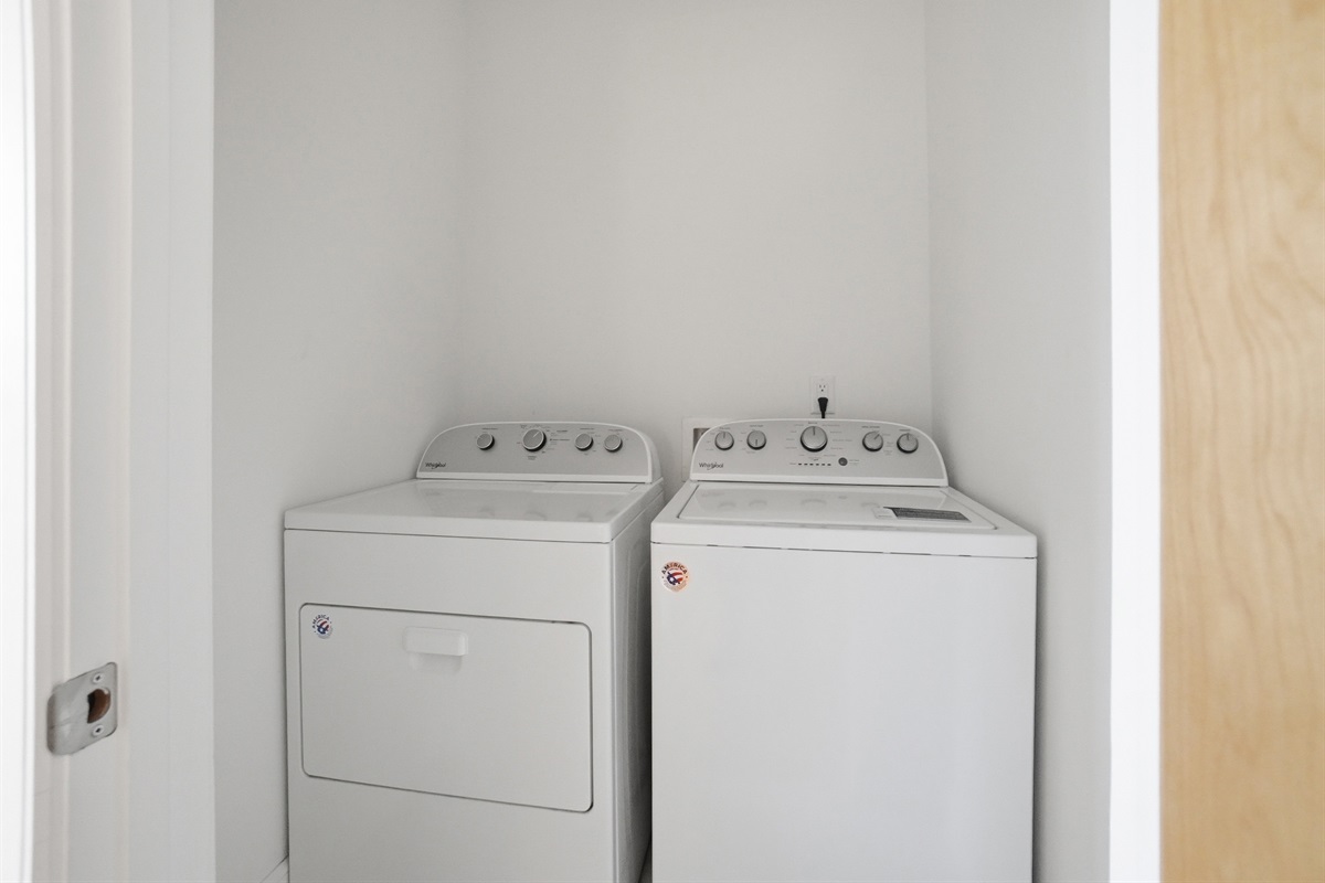 Private laundry room for guests upstairs