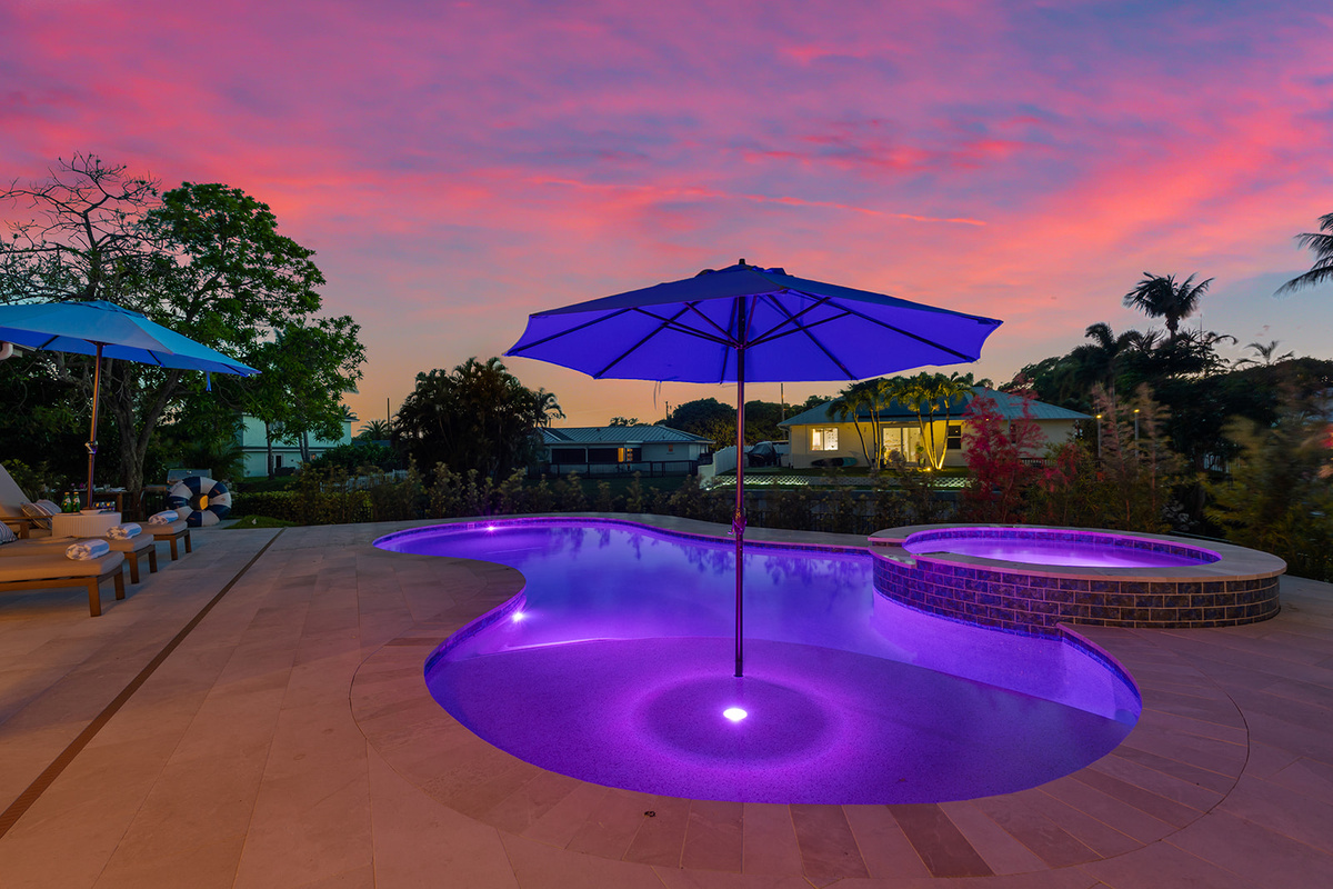 Watch the sky come alive with vibrant colors while you relax in the illuminated pool and spa.