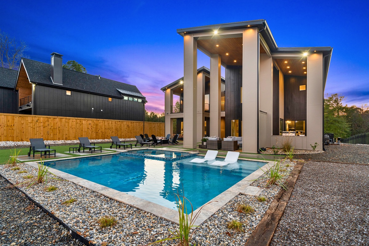 Another view of Stillwater&rsquo;s outdoor area, complete with a heated pool and ample seating. This is where relaxation meets luxury.