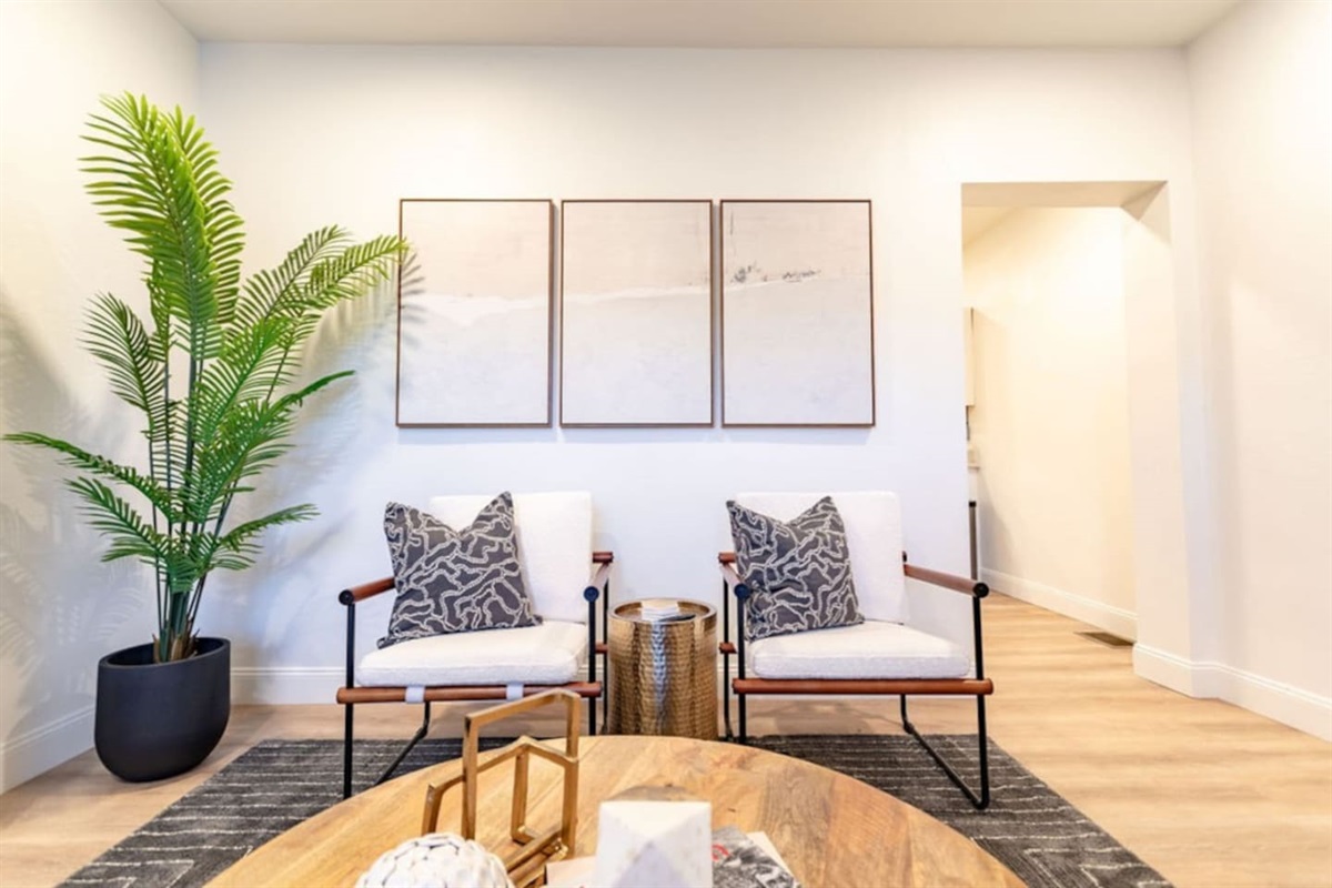Stylish and comfortable couch in the spacious living area, perfect for unwinding after a long day.