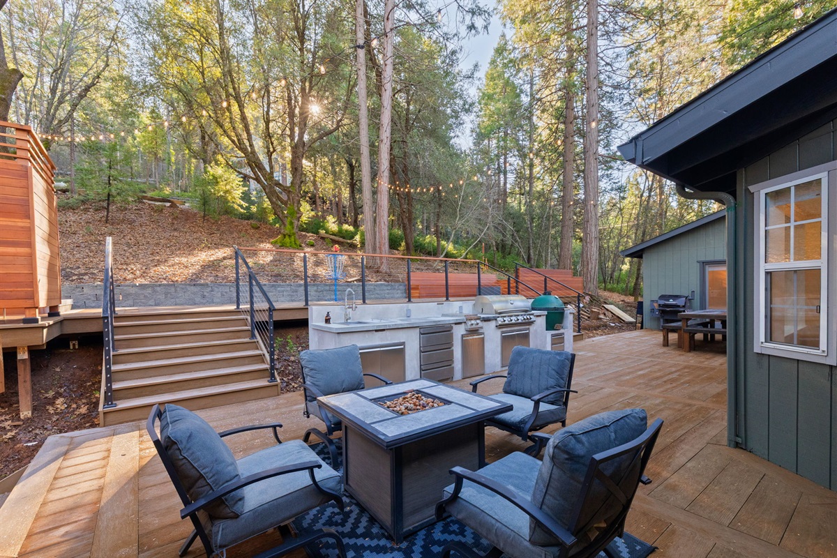 Intimate firepit/seating area. This is in addition to the large firepit/seating area located on the upper deck.