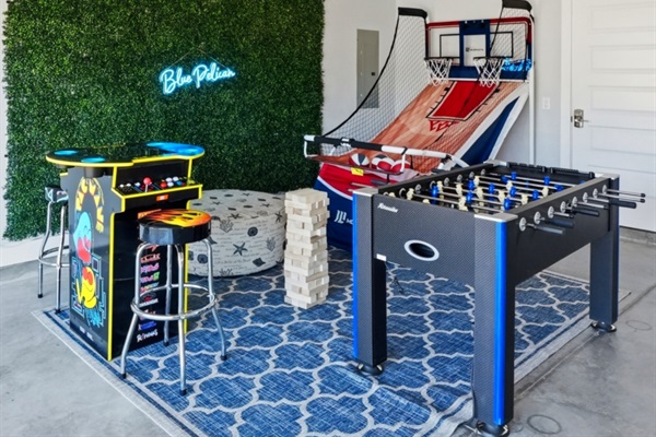 Have a blast with the kids in the Game Room including 1upArcade, Basketball Arcade, Foosball, Darts, Hookz Ring and String game, and Giant Jenga. Guest challenge to beat the High Score on Galaga!