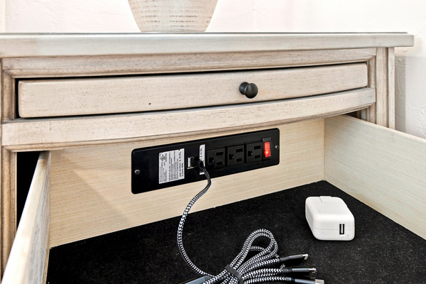 Both nightstands come with multi charging cable for your charging needs