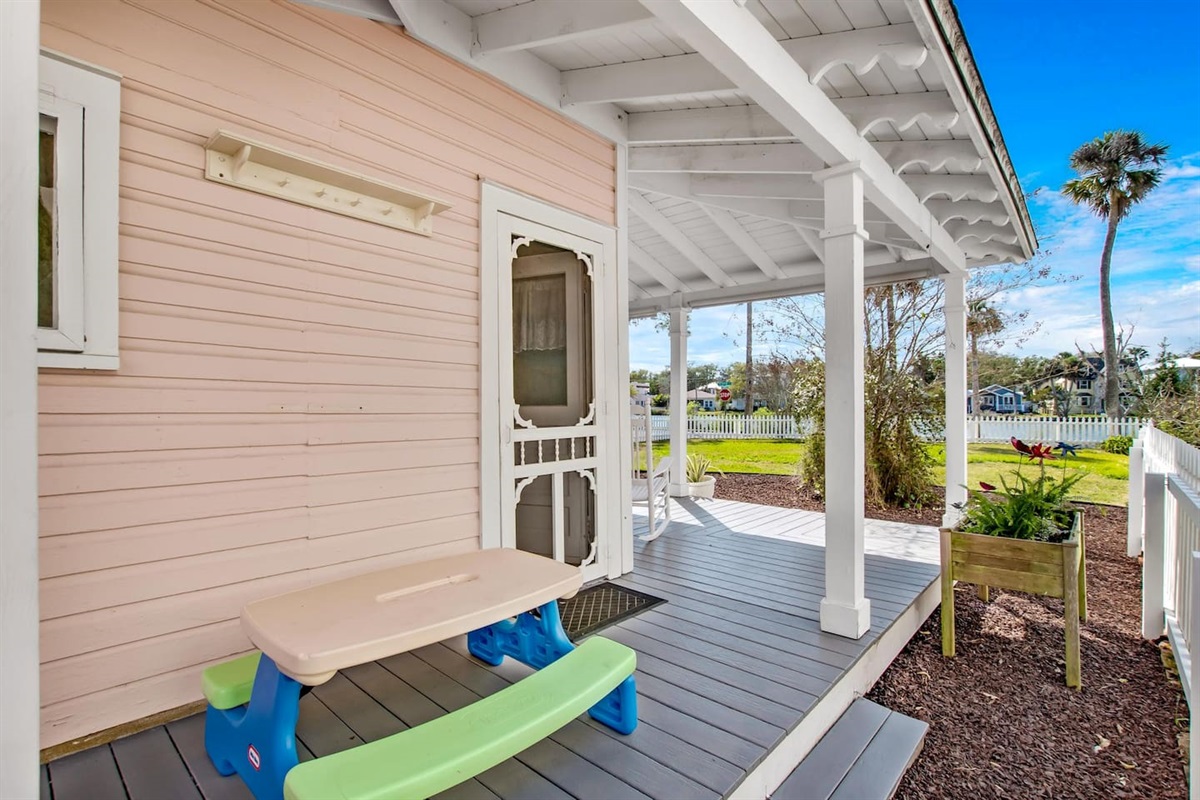 North Side of Back Porch, kids picnic table included