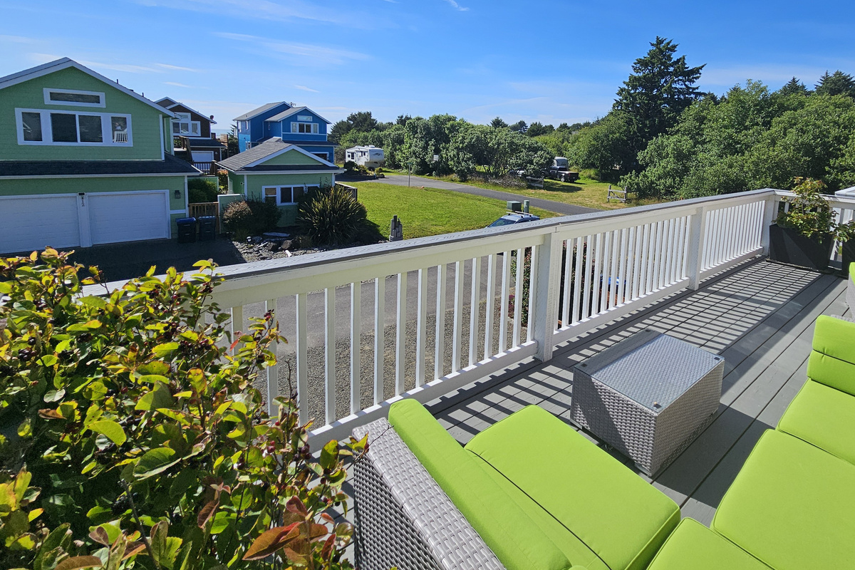 Sunbathe on the upper deck as the ocean roars below the bluff