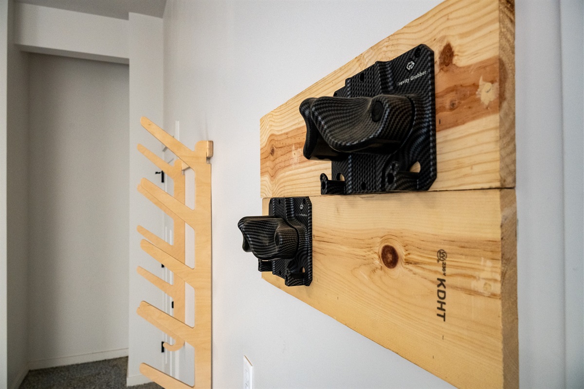 Dedicated ski rack to keep your gear organized and ready for the slopes.