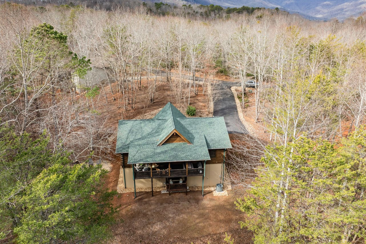 Upper drone view of the cabin