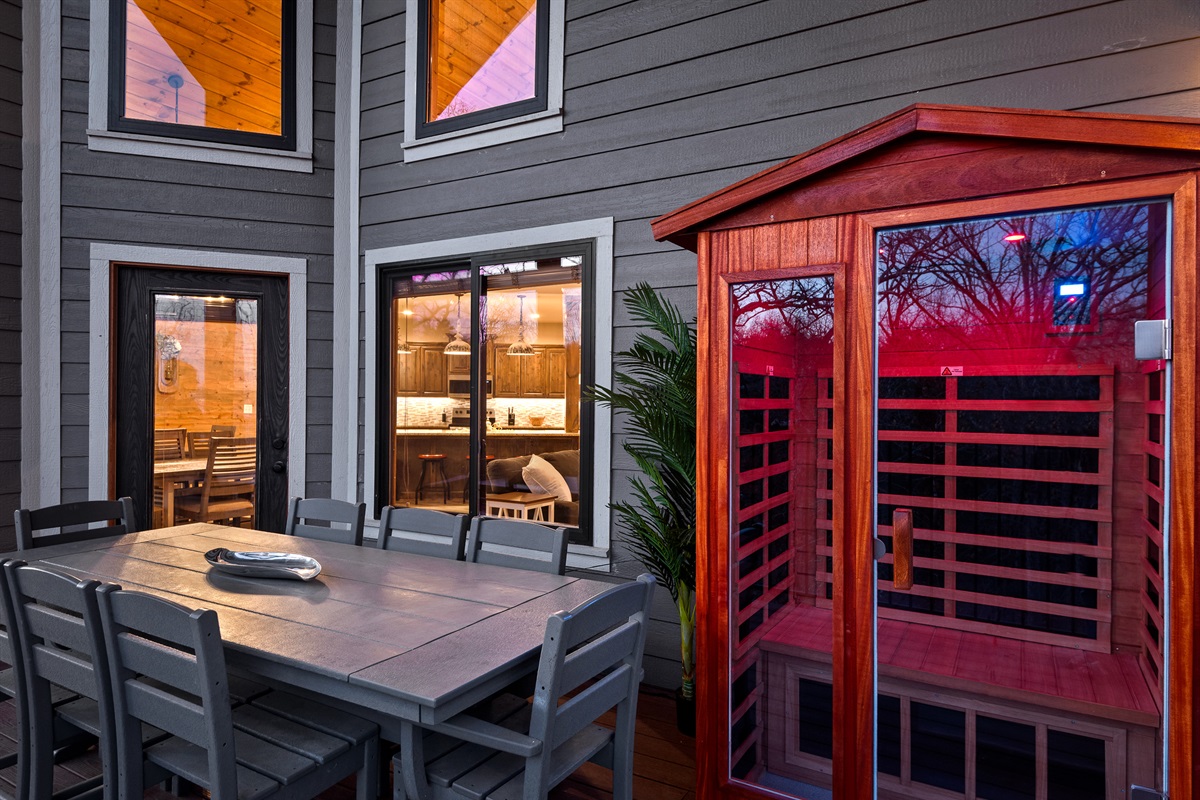 Outdoor sauna on your back deck