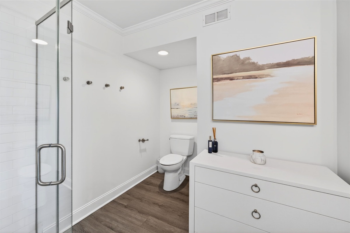 Primary Ensuite Bath | 1006 Ocean Blvd, Isle of Palms, SC | 102 Dunescape | IOP Escapes