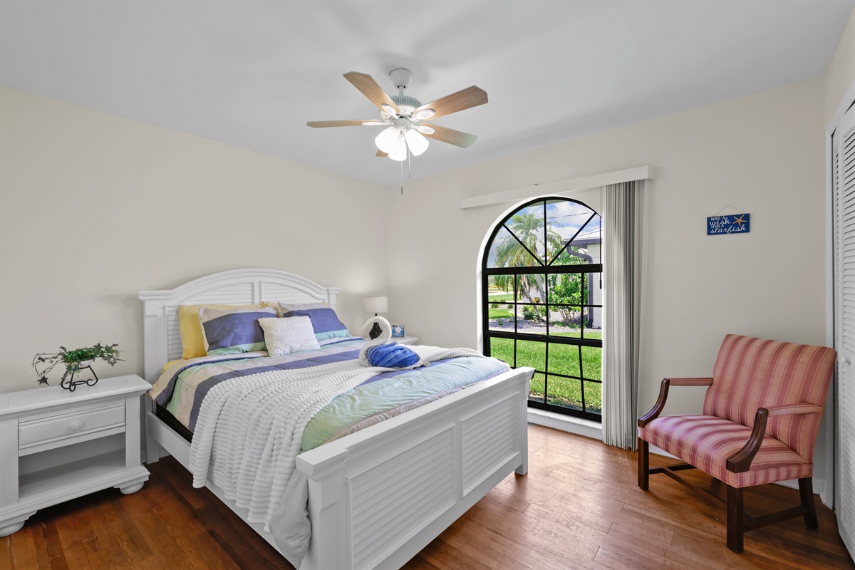 Serene bedroom with natural light