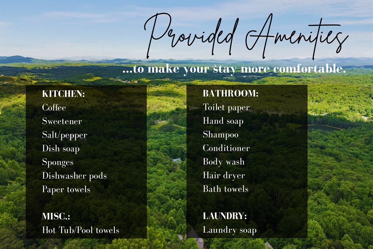 Enjoy the comforts of home with our amenities. From the kitchen to the bathroom and laundry room, we&rsquo;ve provided everything you need for a relaxing and convenient stay.