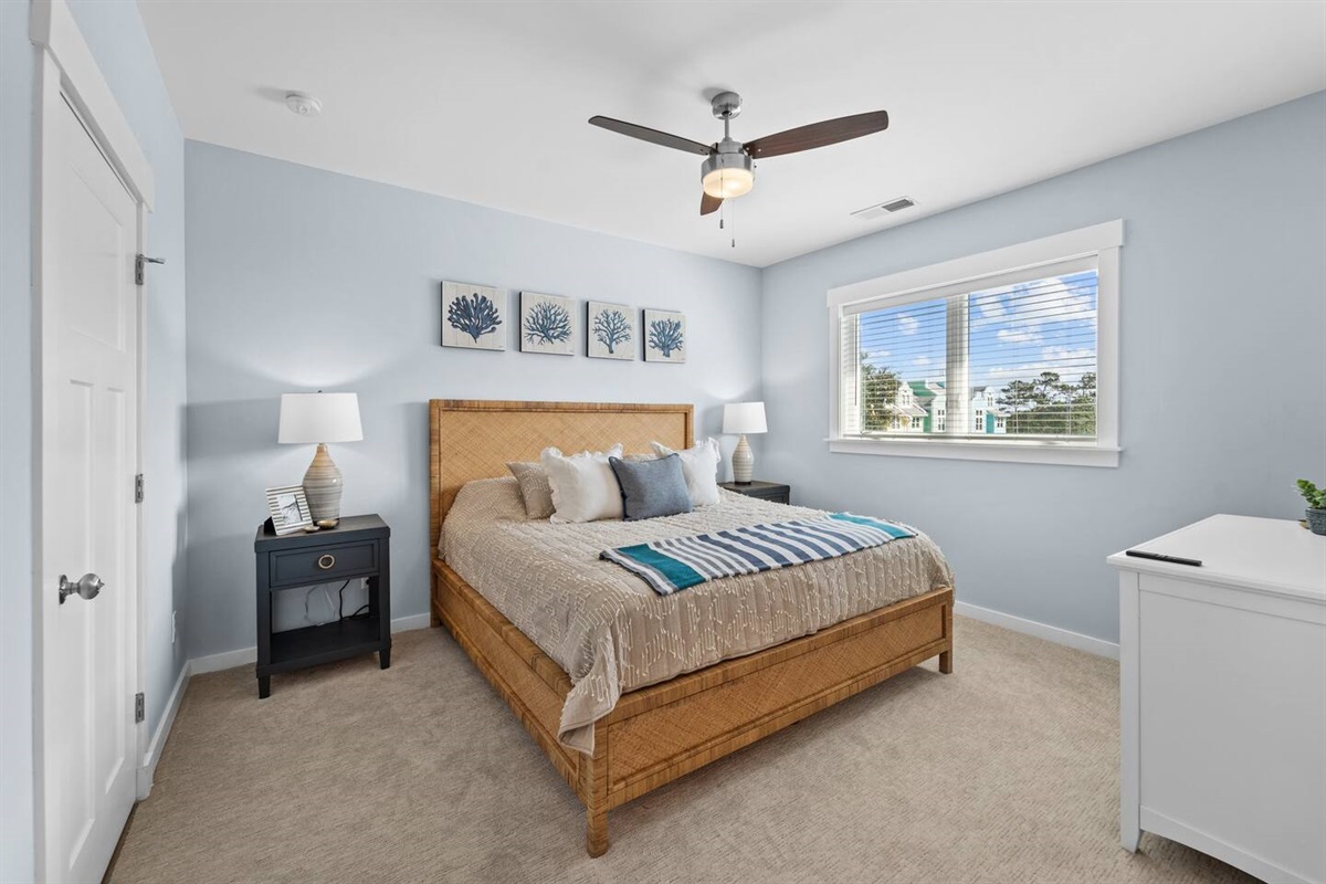 King Bed with Ensuite bath, TV, and walk-in closet