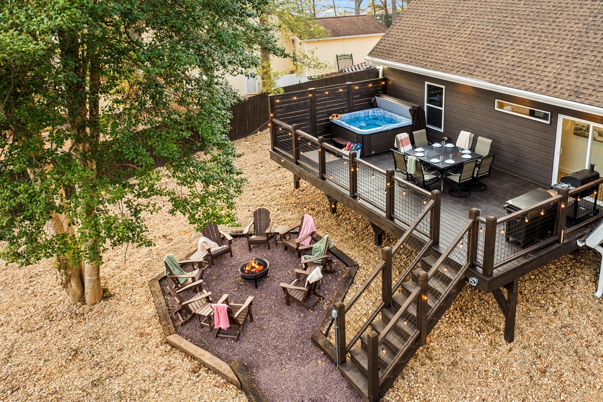 Nature surrounds the home while still offering modern comforts. It’s an upscale balance of rustic charm and refined design.