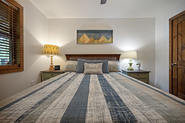 "Mountain Room" features comfy queen bed.