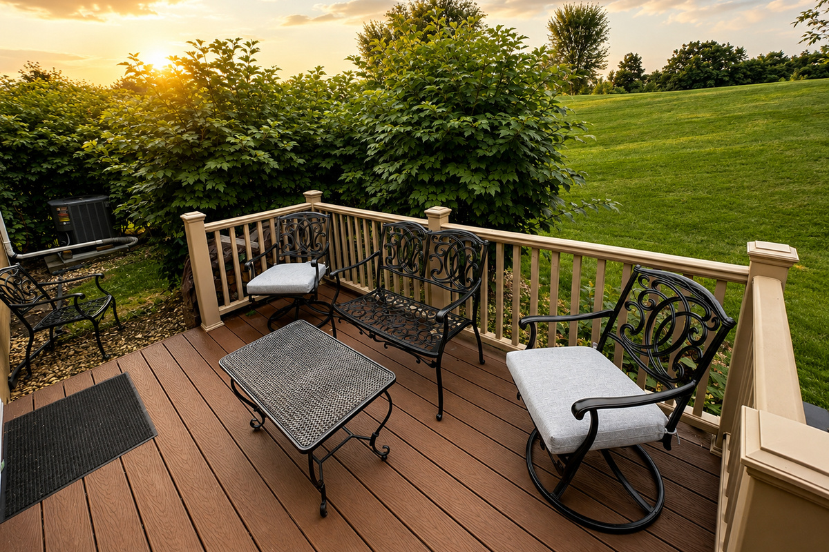 Relaxing patio overlooking the woods