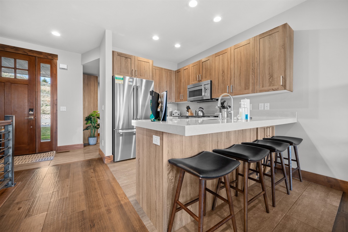 Breakfast bar seating for casual dining and entertaining