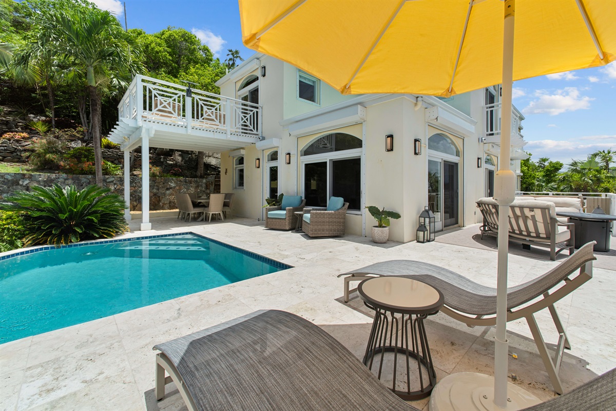 Private pool with loungers, shaded seating, and full sun for that Caribbean tan you've been craving.