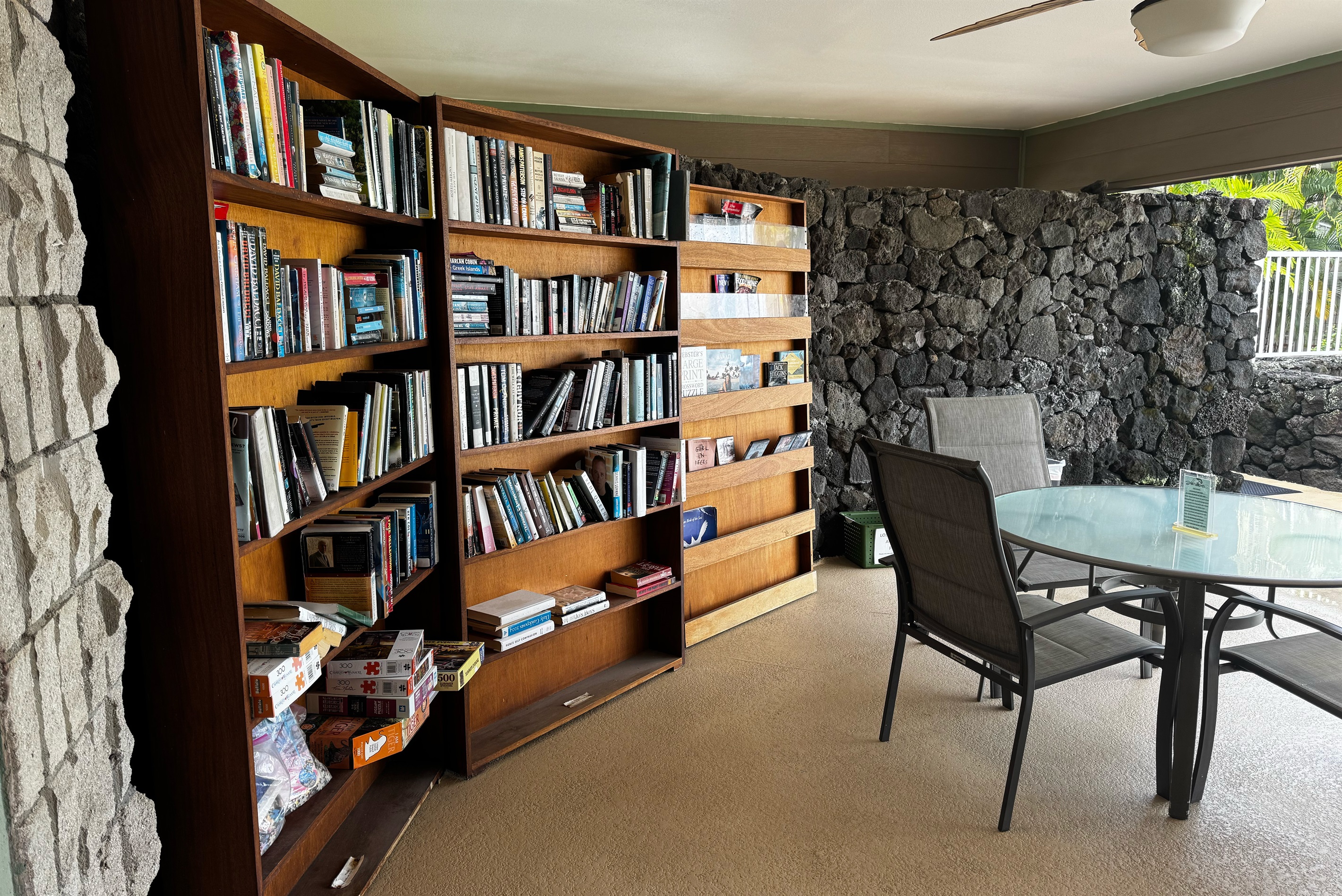 A quiet little corner to slow down—grab a book, settle in, and let the day drift by between pages and ocean breezes.