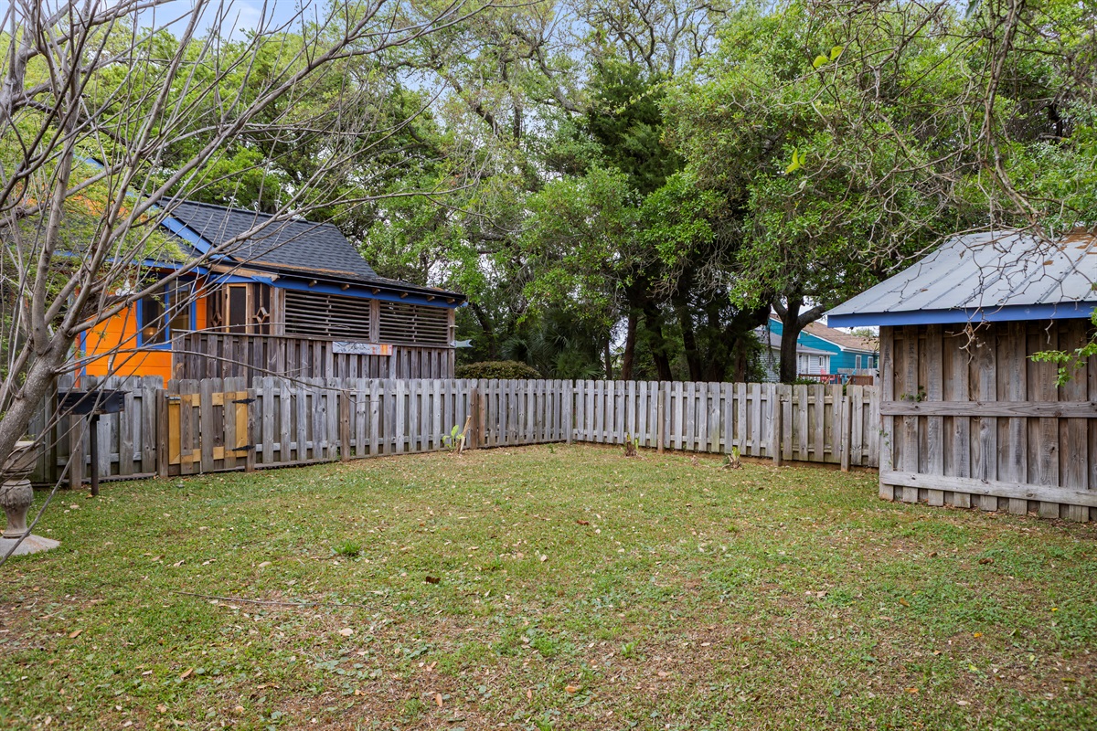 Secluded fenced in yard