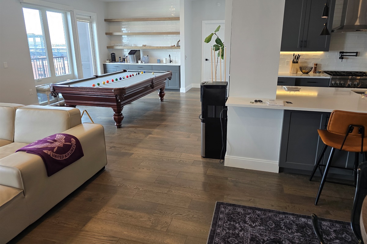 Open floor plan has everything connected