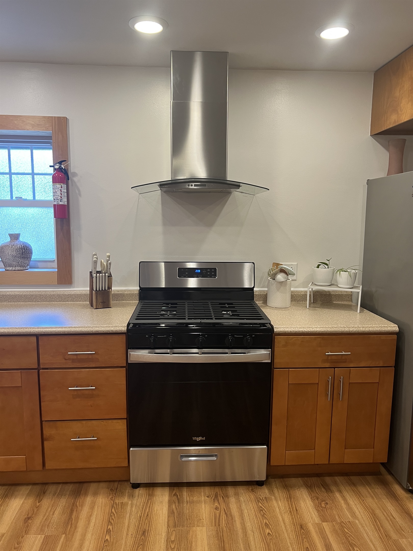 Renovated kitchen with stainless appliances