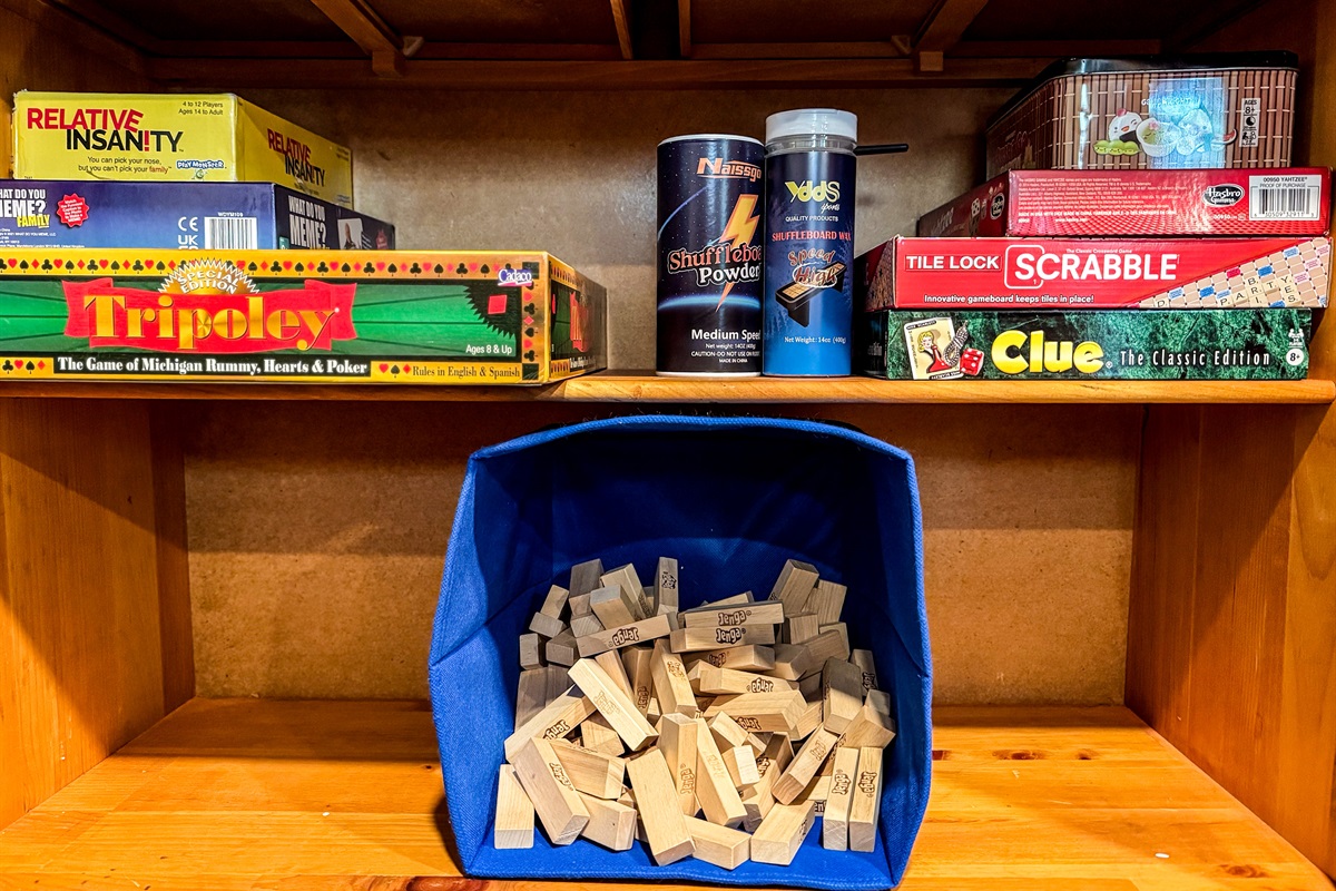 Plenty of games for rainy days or downtime while in the Smokies!