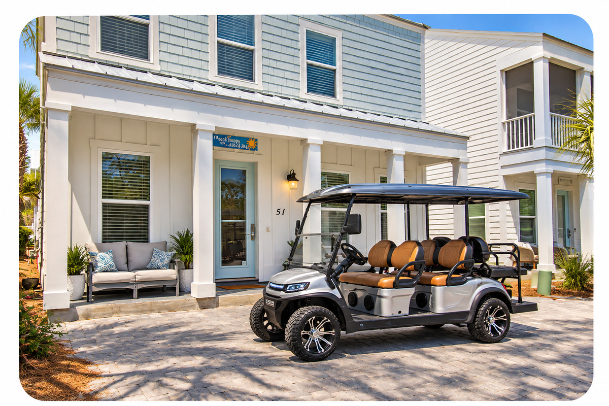 6-Seater golf cart included