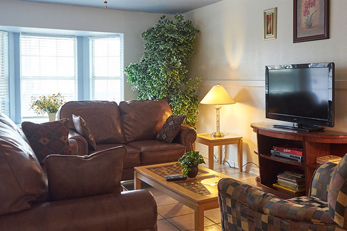 Flat screen tv in the living area