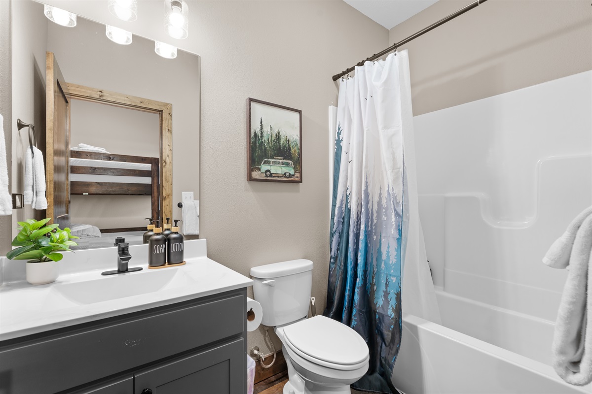First-floor king bedroom with attached ensuite bathroom—no stairs needed.