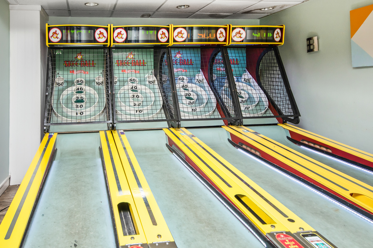 Skee-Ball machines are a ton of fun in the first-floor arcade